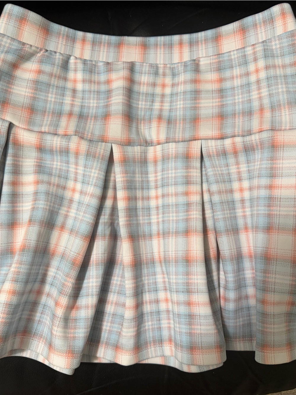 Plaid Pleated Skater Mini Skirt in Light Blue and Pink